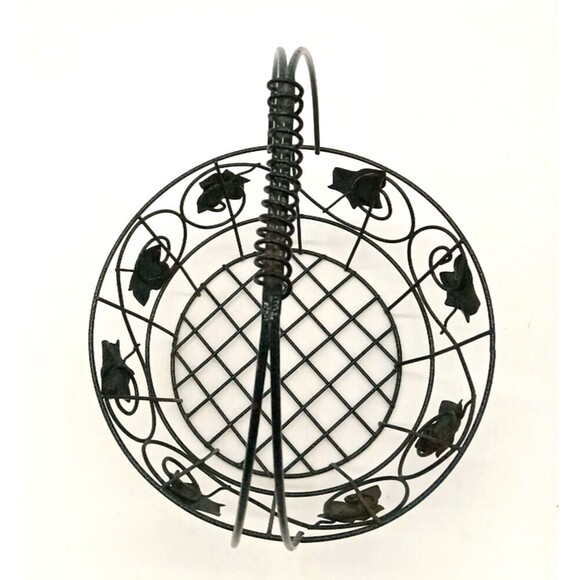 Vintage Green Metal Wire Ivy Leaf Pattern Basket - Picture 5 of 8